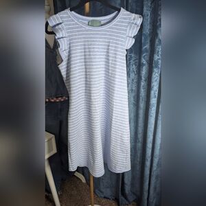 Skies Are Blue Light Blue and White Striped Top